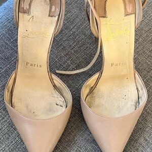 Christian Louboutin Cream Pointed-Toe Heels